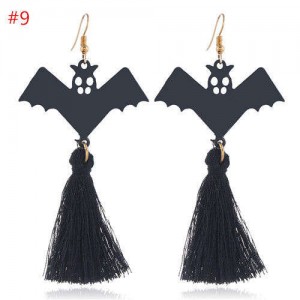 Unique Horror Design Flying Black Bat Halloween Jewelry Wholesale Tassel Earrings