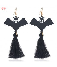 Unique Horror Design Flying Black Bat Halloween Jewelry Wholesale Tassel Earrings