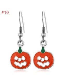 Fashion Halloween Theme Wholesale Jewelry Hollow-out Pumpkin Grimace Statement Hook Earrings