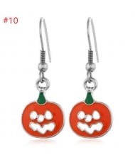 Fashion Halloween Theme Wholesale Jewelry Hollow-out Pumpkin Grimace Statement Hook Earrings