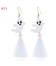 Cute Style White Specter White Tassel Fashion Halloween Jewelry Women Earrings