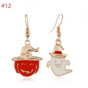 Funny Halloween Jewelry Pumpkin and Ghost Asymmetric Wholesale Women Enamel Earrings