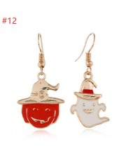 Funny Halloween Jewelry Pumpkin and Ghost Asymmetric Wholesale Women Enamel Earrings