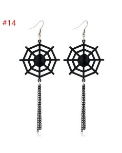 Wholesale Jewerly Spider Web with Long Chain Tassel Halloween Costume Earrings