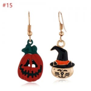 Popular Halloween Jewelry Skull Pumpkin and Cat Asymmetric Wholesale Earrings