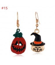 Popular Halloween Jewelry Skull Pumpkin and Cat Asymmetric Wholesale Earrings