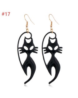 Halloween Series Fashion Wholesale Jewelry Horror Black Cat Dangle Hook Earrings