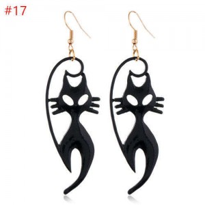 Halloween Series Fashion Wholesale Jewelry Horror Black Cat Dangle Hook Earrings