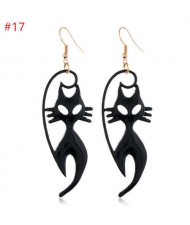 Halloween Series Fashion Wholesale Jewelry Horror Black Cat Dangle Hook Earrings