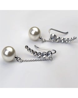 Seven Stars Design with Dangling Pearl Platinum Plated Alloy Ear Studs