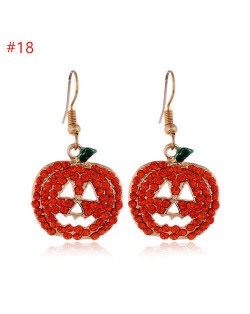 Rhinestone Inserted Shining Hollow-out Bling Pumpkin Classic Design Halloween Wholesale Earrings