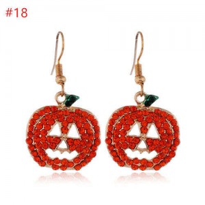 Rhinestone Inserted Shining Hollow-out Bling Pumpkin Classic Design Halloween Wholesale Earrings