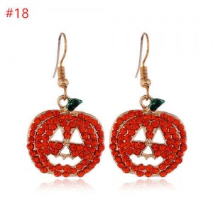 Rhinestone Inserted Shining Hollow-out Bling Pumpkin Classic Design Halloween Wholesale Earrings