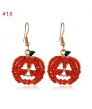 Rhinestone Inserted Shining Hollow-out Bling Pumpkin Classic Design Halloween Wholesale Earrings