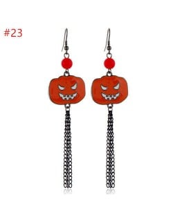 Halloween Wholesale Jewelry Angry Pumpkin with Long Tassel Chain Costume Earrings