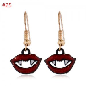 Fashion Halloween Wholesale Jewelry Horror Style Red Lip with Fangs Bold Fashion Costume Earrings