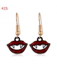 Fashion Halloween Wholesale Jewelry Horror Style Red Lip with Fangs Bold Fashion Costume Earrings
