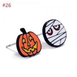 Fashion Halloween Theme Wholesale Jewelry Pumpkin and Mummy Asymmetric Costume Ear Studs