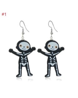 Wholesale Fashion Jewelry Halloween Series Creative Design Resin Hook Earrings - Funny Skull