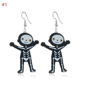 Wholesale Fashion Jewelry Halloween Series Creative Design Resin Hook Earrings - Funny Skull
