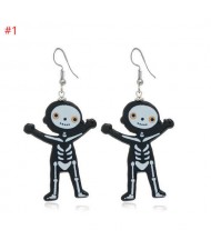 Wholesale Fashion Jewelry Halloween Series Creative Design Resin Hook Earrings - Funny Skull