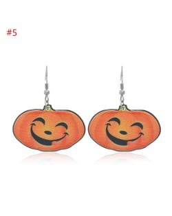 Wholesale Fashion Jewelry Halloween Series Creative Design Resin Hook Earrings - Smiling Pumpkin