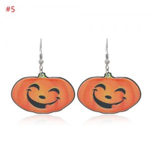 Wholesale Fashion Jewelry Halloween Series Creative Design Resin Hook Earrings - Smiling Pumpkin