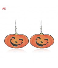 Wholesale Fashion Jewelry Halloween Series Creative Design Resin Hook Earrings - Smiling Pumpkin