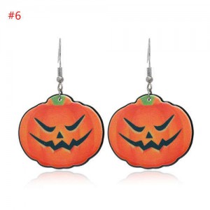 Wholesale Fashion Jewelry Halloween Series Creative Design Resin Hook Earrings - Evil Pumpkin