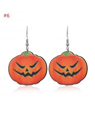 Wholesale Fashion Jewelry Halloween Series Creative Design Resin Hook Earrings - Evil Pumpkin