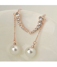 Seven Stars Design with Dangling Pearl Rose Gold Ear Studs