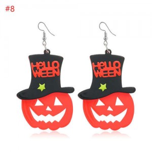 Wholesale Fashion Jewelry Halloween Series Creative Design Resin Hook Earrings - Pumpkin Wearing Hat