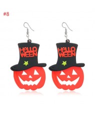 Wholesale Fashion Jewelry Halloween Series Creative Design Resin Hook Earrings - Pumpkin Wearing Hat