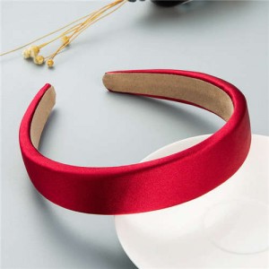 Korean Candy Color Minimalist Design Smoothy Silky Women Hair Hoop - Red