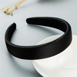 Korean Candy Color Minimalist Design Smoothy Silky Women Hair Hoop - Black
