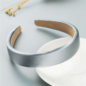 Korean Candy Color Minimalist Design Smoothy Silky Women Hair Hoop - Silver