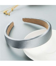 Korean Candy Color Minimalist Design Smoothy Silky Women Hair Hoop - Silver