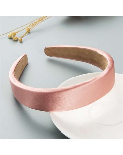 Korean Candy Color Minimalist Design Smoothy Silky Women Hair Hoop - Pink