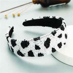 U.S Fashion Beads Leopard and Zebra Prints Classic Design Hair Hoop - Leopard