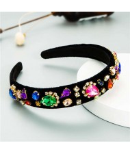 Vintage Baroque Super Shining Multicolor Rhinestone Women Temperament Hair Hoop - Waterdrop