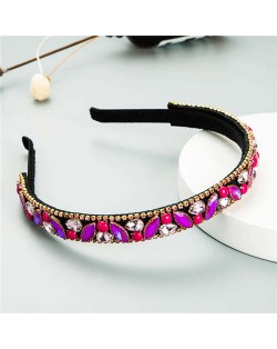 Baroque Style Shining Rhinestone Embellished Korean Fashion Hair Hoop - Purple