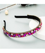 Baroque Style Shining Rhinestone Embellished Korean Fashion Hair Hoop - Purple