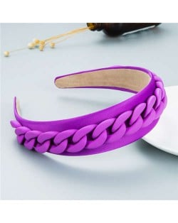Wholesale Accessories Candy Color Chain Embellished Folk Style Fashion Hair Hoop - Purple