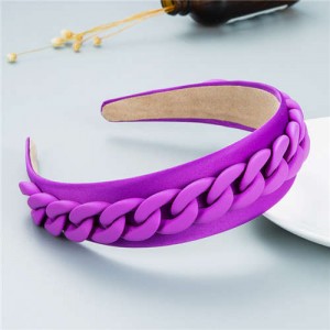 Wholesale Accessories Candy Color Chain Embellished Folk Style Fashion Hair Hoop - Purple