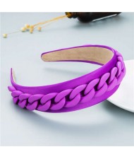 Wholesale Accessories Candy Color Chain Embellished Folk Style Fashion Hair Hoop - Purple