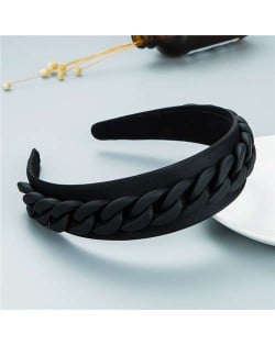 Wholesale Accessories Candy Color Chain Embellished Folk Style Fashion Hair Hoop - Black