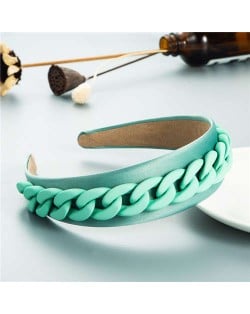 Wholesale Accessories Candy Color Chain Embellished Folk Style Fashion Hair Hoop - Teal