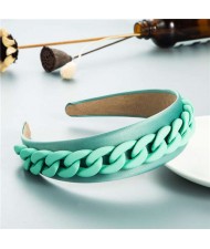 Wholesale Accessories Candy Color Chain Embellished Folk Style Fashion Hair Hoop - Teal