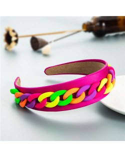 Wholesale Accessories Candy Color Chain Embellished Folk Style Fashion Hair Hoop - Multicolor