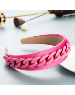 Wholesale Accessories Candy Color Chain Embellished Folk Style Fashion Hair Hoop - Pink